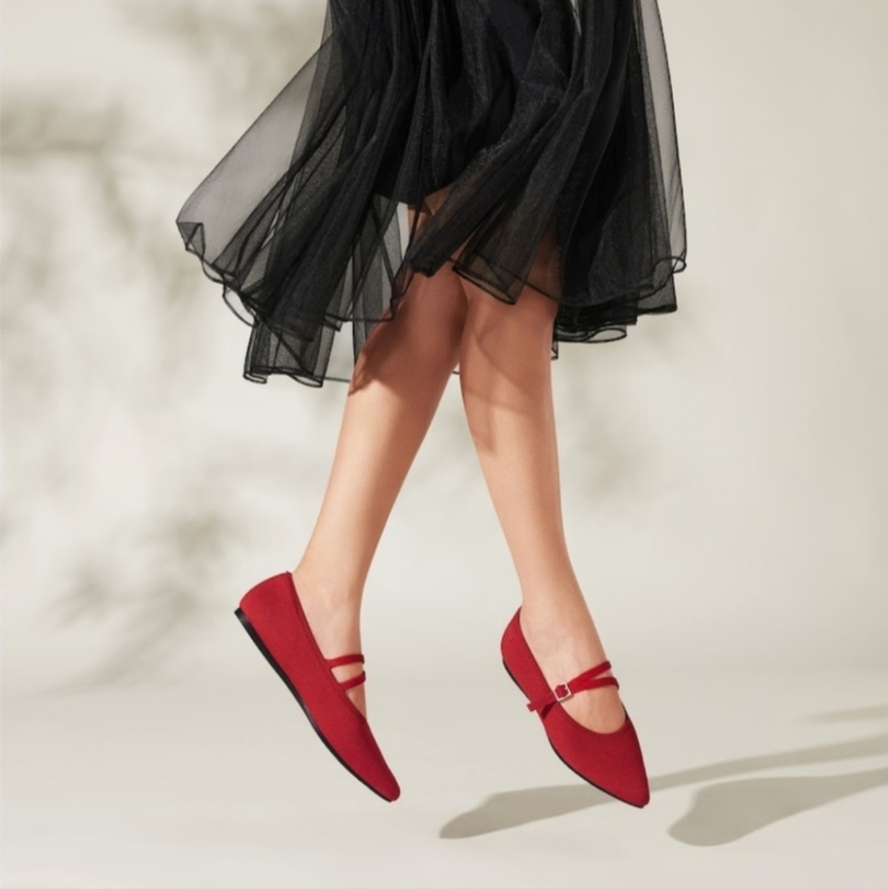VIVAIA Aria Pointed Toe Mary Jane Flats 8/39 Classic Minimalist Preppy Comfy